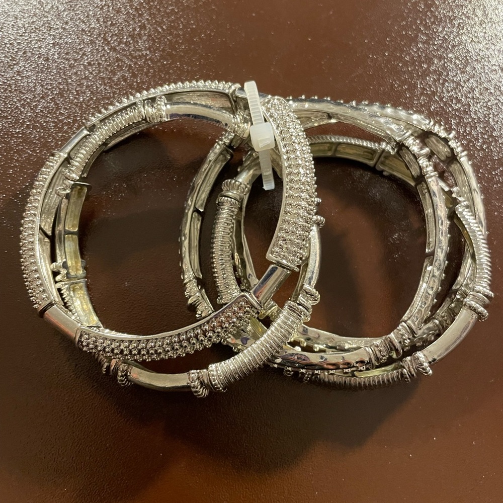 Silver Stack Stretch Bracelet Set - Picture 2 of 3